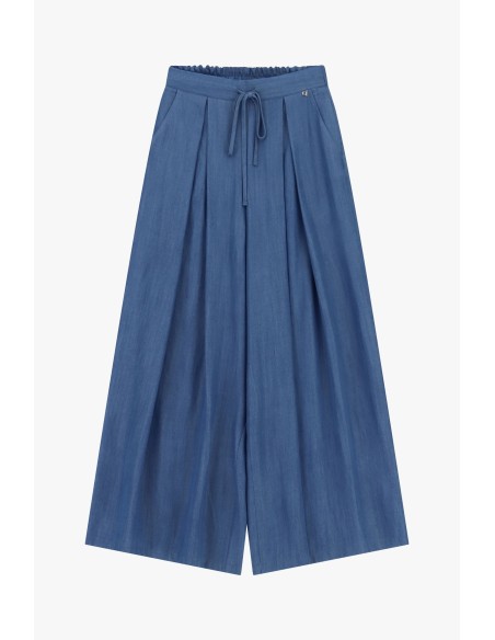 Palazzo-broek met plooien en elastische taille Dixie