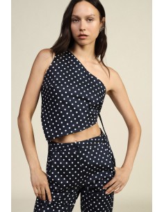 Asymmetrische top met stippen en zijknoop Dixie