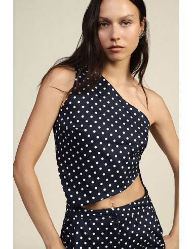 Asymmetrische top met stippen en zijknoop Dixie