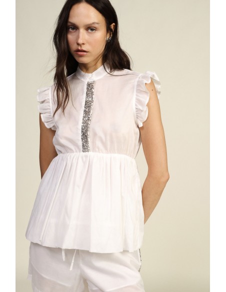Top met ruches en decoratieve details aan de voorkant Dixie