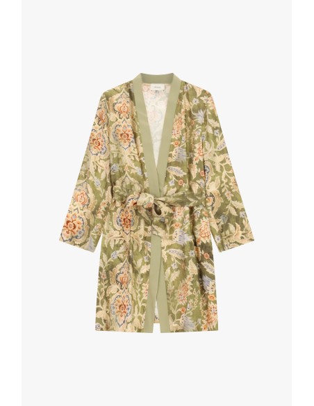 Dixie Dusterjas met bloemenprint en ceintuur