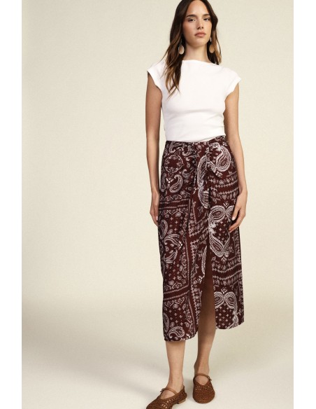 Lange rok met paisleyprint en split aan de voorkant Dixie