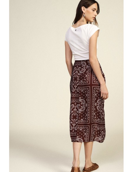 Lange rok met paisleyprint en split aan de voorkant Dixie
