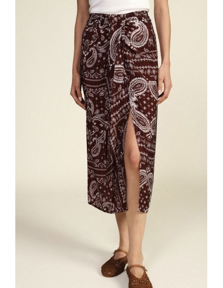 Lange rok met paisleyprint en split aan de voorkant Dixie