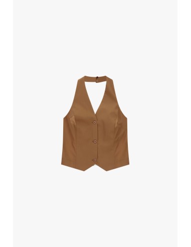 Dixie-gilet met diepe hals en knoopsluiting