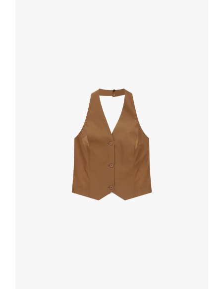 Dixie-gilet met diepe hals en knoopsluiting