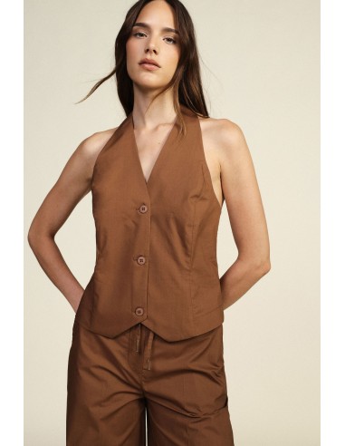 Dixie-gilet met diepe hals en knoopsluiting