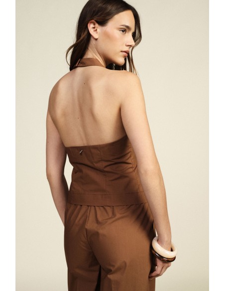 Dixie-gilet met diepe hals en knoopsluiting