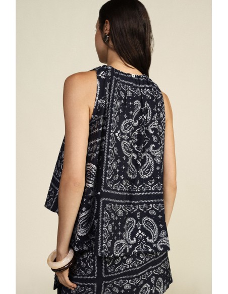 Uitlopende top met paisley-patchworkprint Dixie