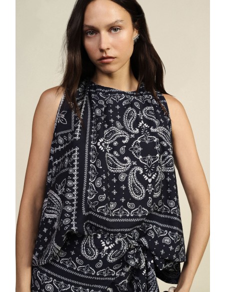 Uitlopende top met paisley-patchworkprint Dixie