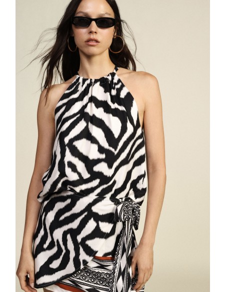 Top met dunne bandjes en dierenprint Dixie