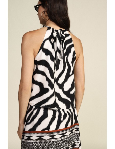 Top met dunne bandjes en dierenprint Dixie