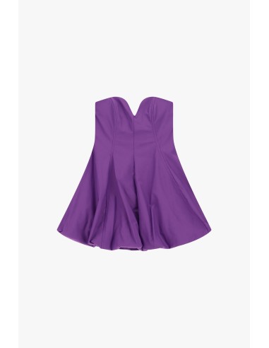 Korte strapless bustierjurk van gedrapeerde stof Dixie