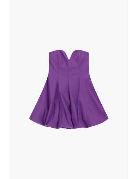 Korte strapless bustierjurk van gedrapeerde stof Dixie