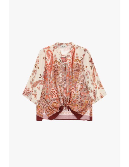 Paisley-fantasieblouse met knoop aan de voorkant van Dixie