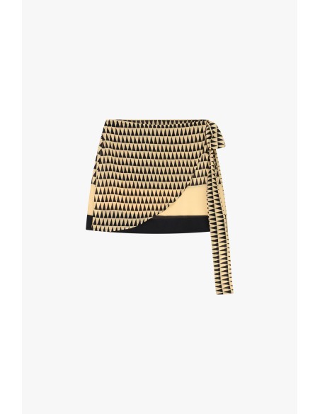 Korte rok met geometrisch patroon en zijknoop van Dixie