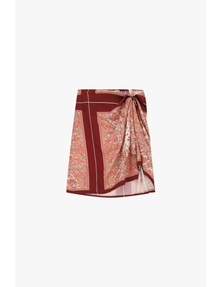 Korte paisley-rok met zijknoop Dixie