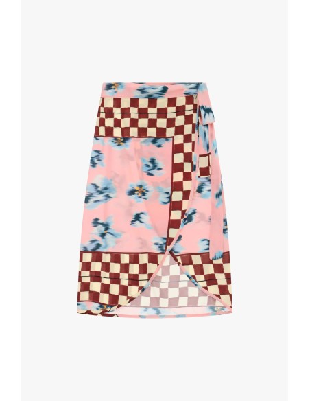 Dixie midi-wikkelrok met patchworkmotief