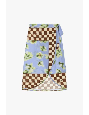 Dixie midi-wikkelrok met patchworkmotief