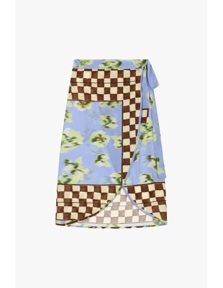 Dixie midi-wikkelrok met patchworkmotief