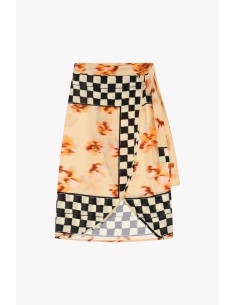 Dixie midi-wikkelrok met patchworkmotief