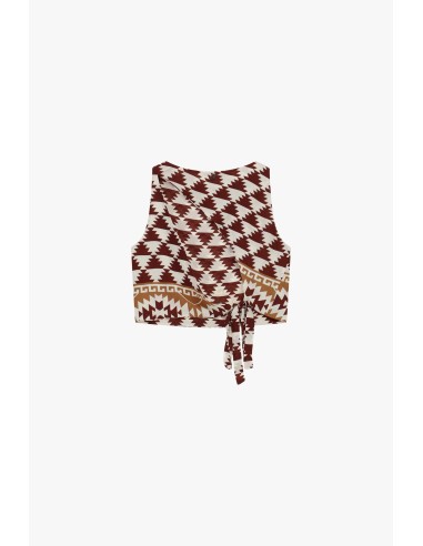 Korte top met geometrisch dessin en verstelbare knoop Dixie