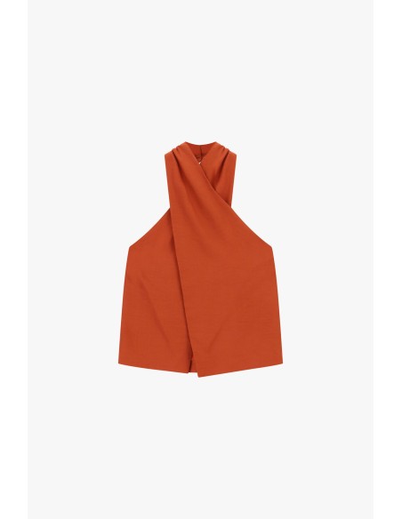 Dixie top met kruisdetail en ruches op de rug