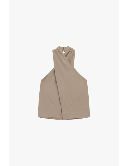 Dixie top met kruisdetail en ruches op de rug