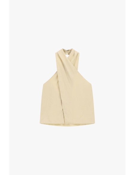 Dixie top met kruisdetail en ruches op de rug