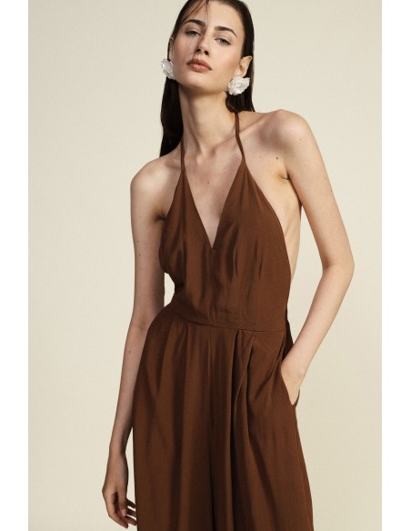 Wijde jumpsuit met halterhals en elastische zoom Dixie