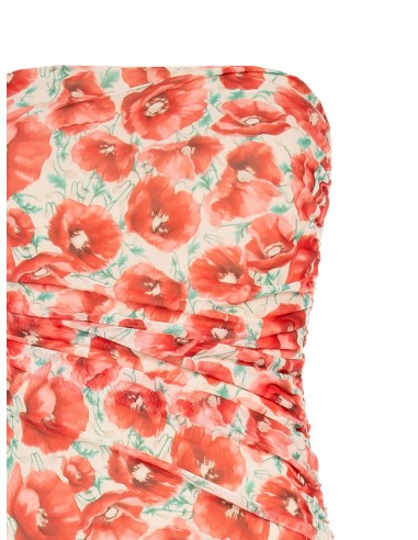 Asymmetrische korte netjurk met klaprozenprint van Rinascimento