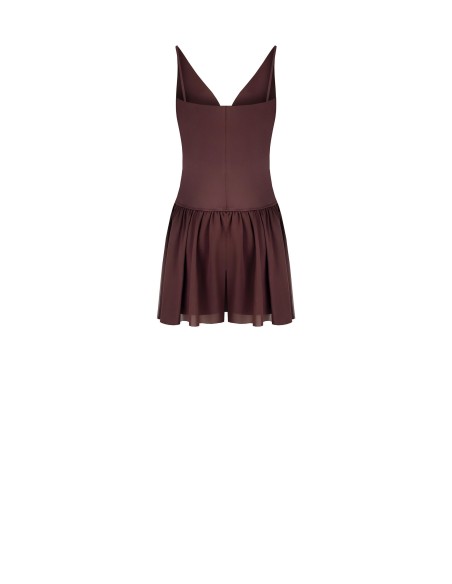 Korte jumpsuit van jersey met ballonrok van georgette Rinascimento
