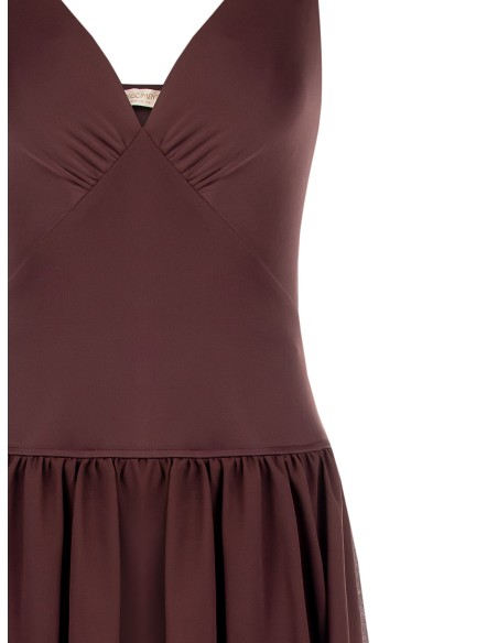 Korte jumpsuit van jersey met ballonrok van georgette Rinascimento