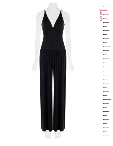 Palazzo-jumpsuit van jersey met diepe V-hals, renaissance-stijl