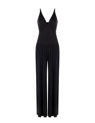 Palazzo-jumpsuit van jersey met diepe V-hals, renaissance-stijl