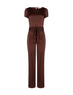 Rinascimento Palazzo-jumpsuit van satijn met dubbele taillekoordsluiting