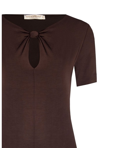 Nauwsluitende viscose top met knoopdetail en druppelvormige cut-out van Rinascimento