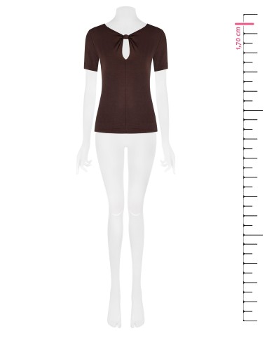 Nauwsluitende viscose top met knoopdetail en druppelvormige cut-out van Rinascimento