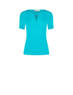 Nauwsluitende viscose top met knoopdetail en druppelvormige cut-out van Rinascimento
