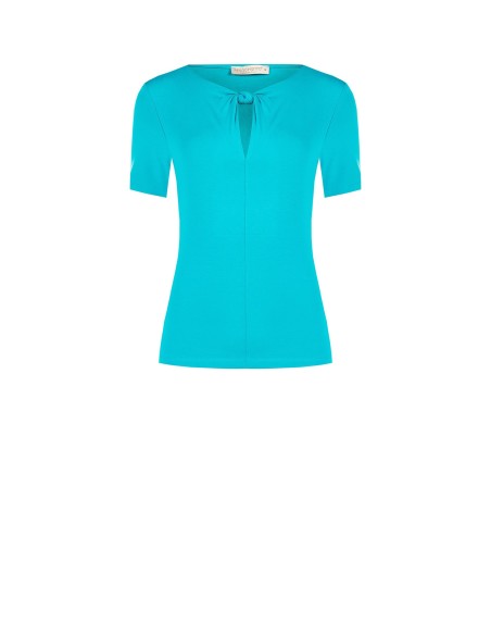 Nauwsluitende viscose top met knoopdetail en druppelvormige cut-out van Rinascimento
