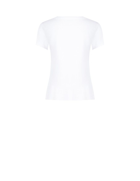 Regular T-shirt van katoenmix met damesprint en strass-steentjes Rinascimento