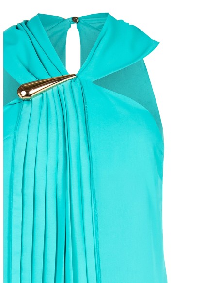 Getailleerde georgette blouse met geplisseerde volant Rinascimento
