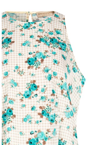 Ruime A-lijnblouse met ruitjes en rozen Rinascimento