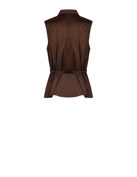 Blouse van katoenmix met ruches en lange, smalle bijpassende ceintuur Rinascimento