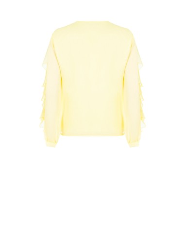 Getailleerde blouse van geplisseerde georgette met V-hals en volant Rinascimento