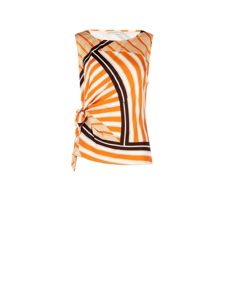 Getailleerde viscose top met knoop aan de zijkant Rinascimento