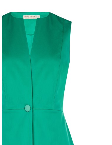 Lang getailleerd gilet van katoenmix met metalen knoop Rinascimento