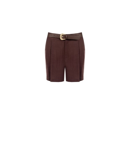 Korte broek van een viscose-linnenmix met bijpassende riem van imitatieleer Rinascimento