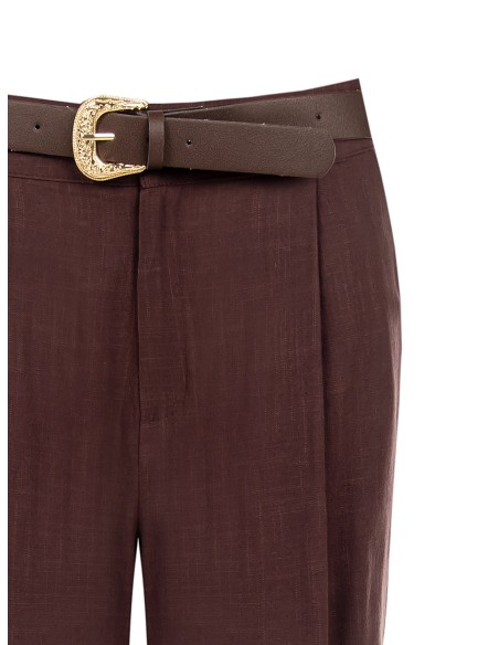 Korte broek van een viscose-linnenmix met bijpassende riem van imitatieleer Rinascimento
