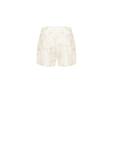 Korte broek van een viscose-linnenmix met reliëfbloemenborduursels van Rinascimento